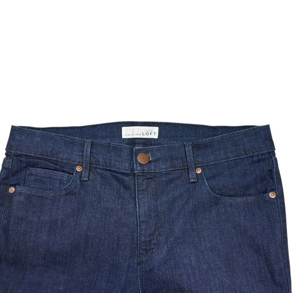 Loft Ann Taylor Dark Wash Mid Rise Stretch Flare Jeans - Picture 3 of 10